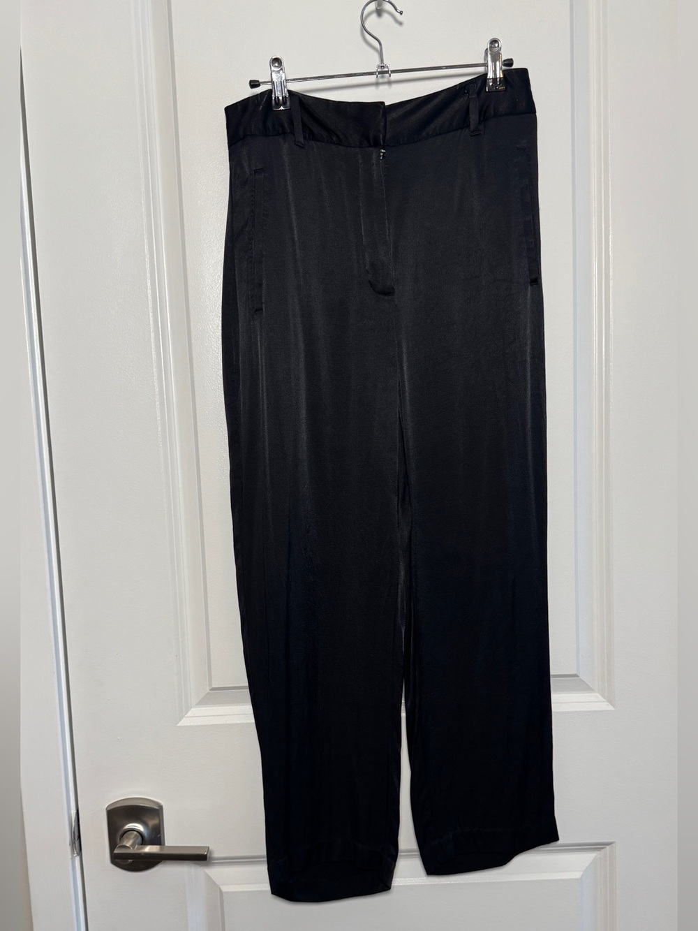 Wilfred Black Wide-Leg Satin Pants